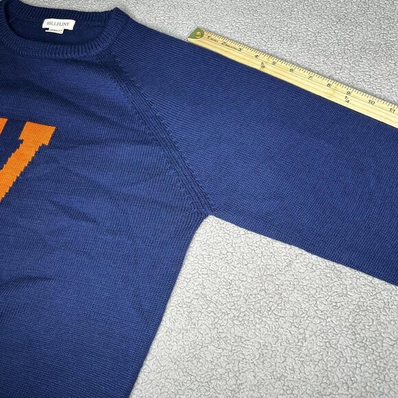 Hillflint Sweater Mens L Navy Merino Wool Collegiate V Letter Virginia State - Picture 10 of 13